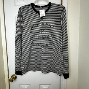 Alternative Apparel Black/White Stripped Long Sleeve Light Weight Shirt Size L